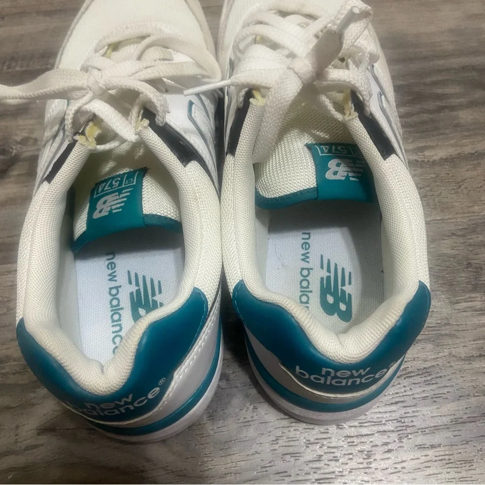 New Balance White and Teal Athletic Shoes
